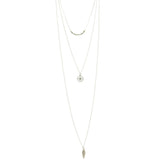 Mi Amore Leaf Snowflake Adjustable Long-Necklace Silver-Tone