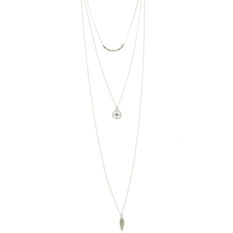 Mi Amore Leaf Snowflake Adjustable Long-Necklace Silver-Tone