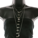 Mi Amore Leaf Snowflake Adjustable Long-Necklace Silver-Tone