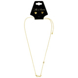 Mi Amore Love Heart Adjustable Necklace-Earring-Set Gold-Tone