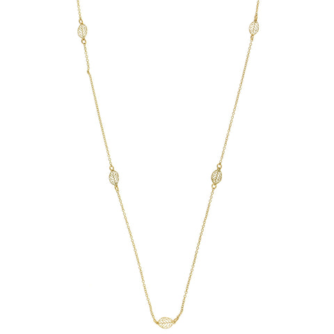 Mi Amore Leaves Adjustable Long-Necklace Gold-Tone