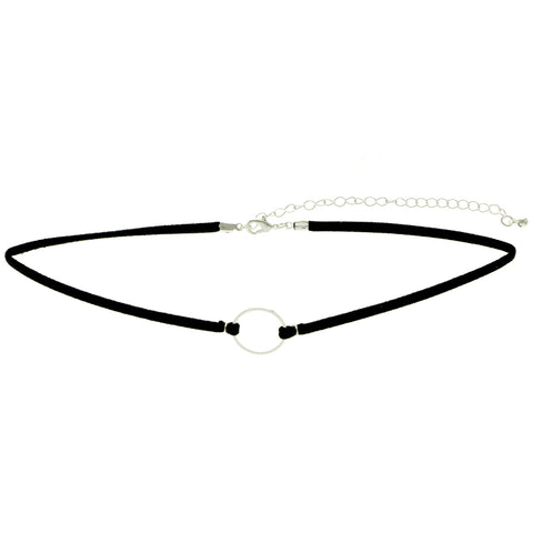 Mi Amore Adjustable Choker-Necklace Black/Silver-Tone