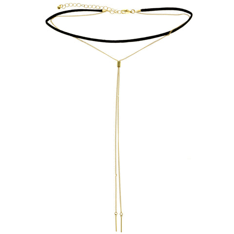 Mi Amore Adjustable Choker-Necklace Gold-Tone/Black