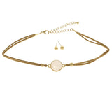 Mi Amore Necklace-Earring-Set Pink/Gold-Tone