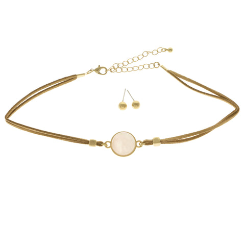 Mi Amore Necklace-Earring-Set Pink/Gold-Tone
