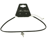 Mi Amore Palm Tree Choker-Necklace Black/Silver-Tone