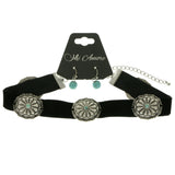 Mi Amore Necklace-Earring-Set Silver-Tone/Black