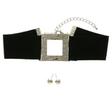 Mi Amore Necklace-Earring-Set Silver-Tone/Black