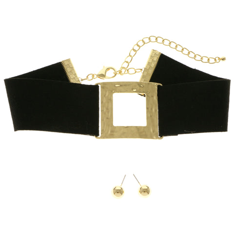 Mi Amore Necklace-Earring-Set Gold-Tone/Black