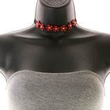 Mi Amore Flower Necklace-Earring-Set Red/Gold-Tone