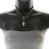 Mi Amore Necklace-Earring-Set Silver-Tone/Blue