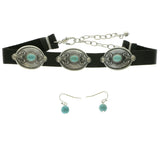 Mi Amore Necklace-Earring-Set Silver-Tone/Blue