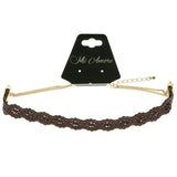 Mi Amore Flower Choker-Necklace Brown/Gold-Tone