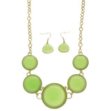 Mi Amore Necklace-Earring-Set Green/Gold-Tone