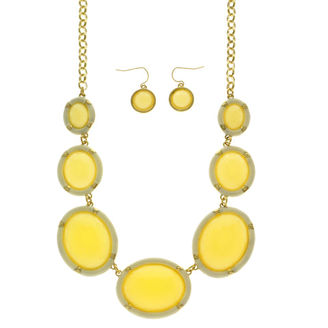 Mi Amore Necklace-Earring-Set Yellow/White