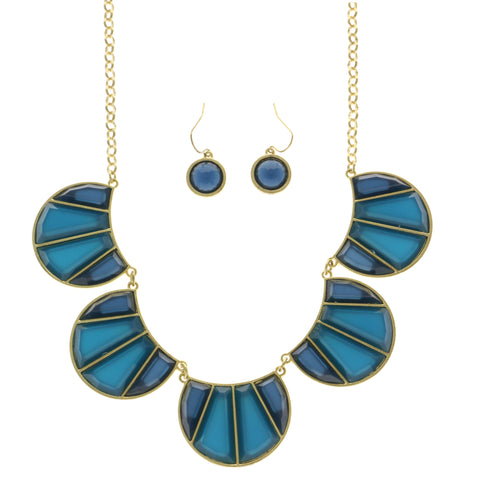Mi Amore Necklace-Earring-Set Blue/Gold-Tone