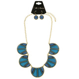 Mi Amore Necklace-Earring-Set Blue/Gold-Tone