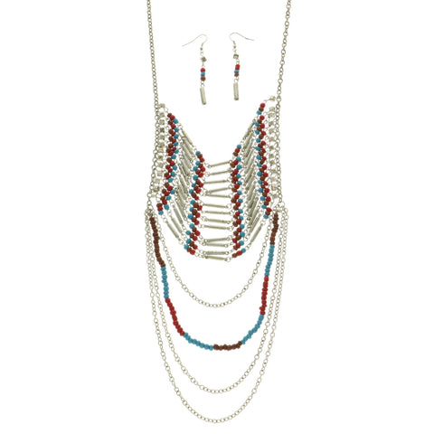 Mi Amore Necklace-Earring-Set Multicolor/Silver-Tone