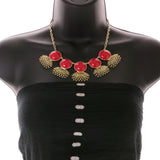 Mi Amore Necklace-Earring-Set Red/Gold-Tone