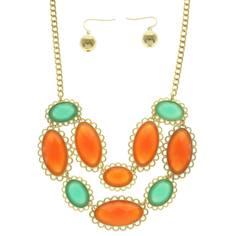 Mi Amore Necklace-Earring-Set Orange/Green