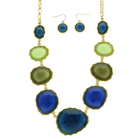 Mi Amore Necklace-Earring-Set Blue/Green