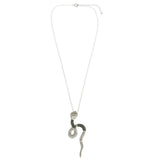 Mi Amore Snake Adjustable Pendant-Necklace Silver-Tone & Black