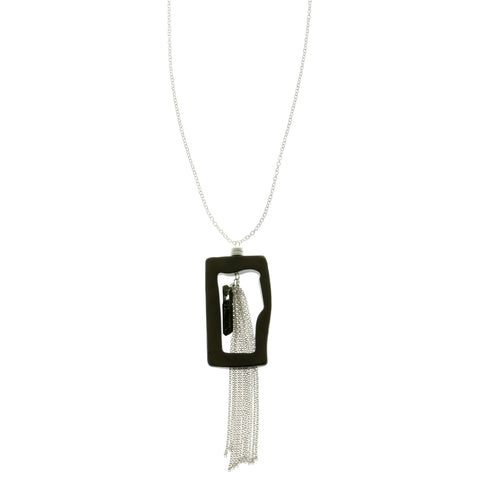 Mi Amore Tassle Long-Necklace Gray/Silver-Tone