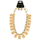Mi Amore Necklace-Earring-Set Peach/Gold-Tone