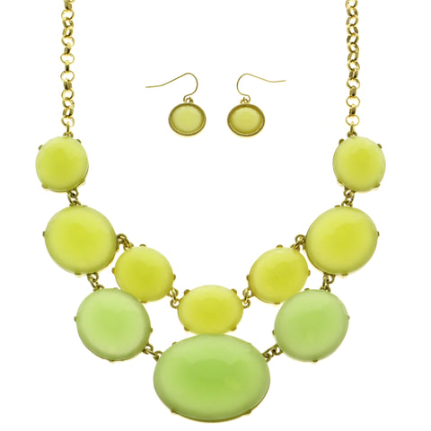 Mi Amore Necklace-Earring-Set Green/Gold-Tone
