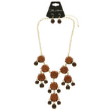 Mi Amore Necklace-Earring-Set Brown/Gold-Tone