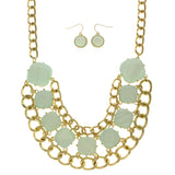 Mi Amore Necklace-Earring-Set Gold-Tone/Blue