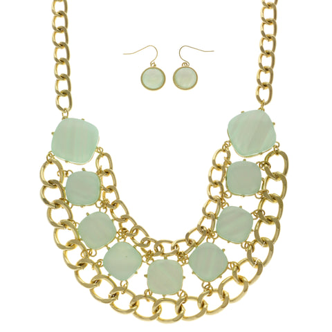 Mi Amore Necklace-Earring-Set Gold-Tone/Blue