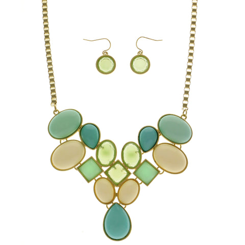 Mi Amore Necklace-Earring-Set Multicolor/Gold-Tone