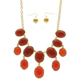 Mi Amore Necklace-Earring-Set Red/Gold-Tone