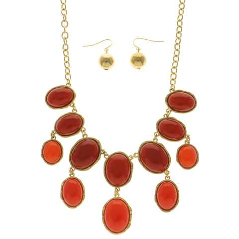 Mi Amore Necklace-Earring-Set Red/Gold-Tone