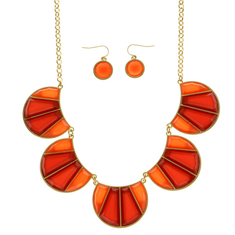 Mi Amore Necklace-Earring-Set Red/Orange