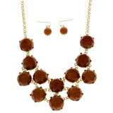 Mi Amore Necklace-Earring-Set Brown/Gold-Tone