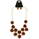 Mi Amore Necklace-Earring-Set Brown/Gold-Tone