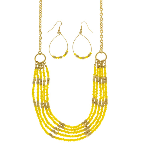 Mi Amore Necklace-Earring-Set Yellow/Gold-Tone