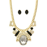 Mi Amore Necklace-Earring-Set White/Gold-Tone