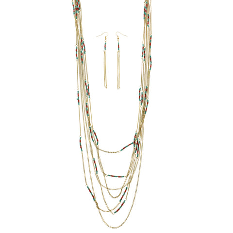 Mi Amore Necklace-Earring-Set Multicolor/Gold-Tone
