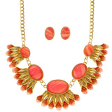 Mi Amore Necklace-Earring-Set Red/Gold-Tone