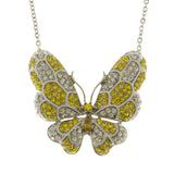Mi Amore Butterfly Pendant-Necklace Silver-Tone/Yellow
