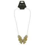 Mi Amore Butterfly Pendant-Necklace Silver-Tone/Yellow