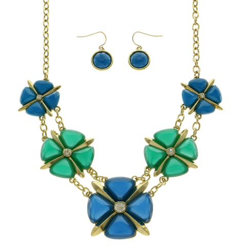 Mi Amore Necklace-Earring-Set Blue/Green