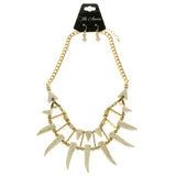 Mi Amore Teeth Necklace-Earring-Set White/Gold-Tone