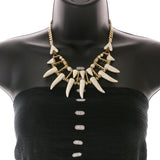 Mi Amore Teeth Necklace-Earring-Set White/Gold-Tone
