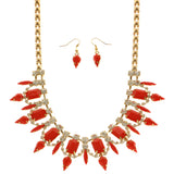 Mi Amore Necklace-Earring-Set Red/Gold-Tone