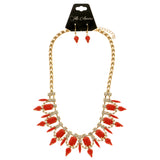 Mi Amore Necklace-Earring-Set Red/Gold-Tone