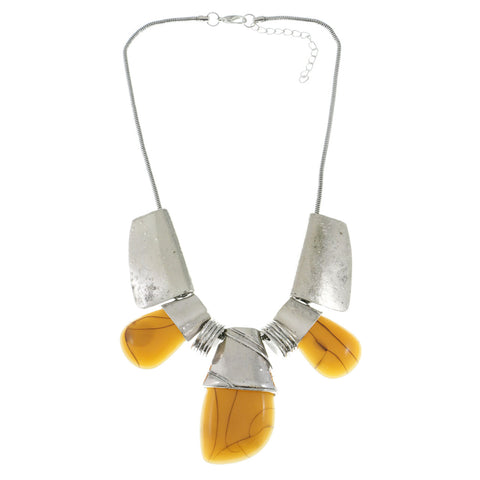 Mi Amore Adjustable Statement-Necklace Silver-Tone/Orange